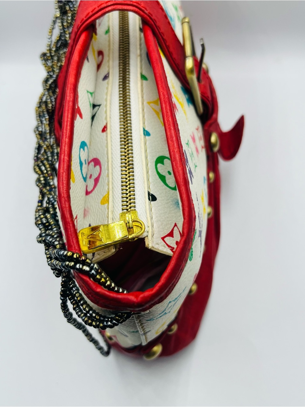 Louis Vuitton Red Leather Multicolor Monogram Shoulder Bag - Picture 8 of 16
